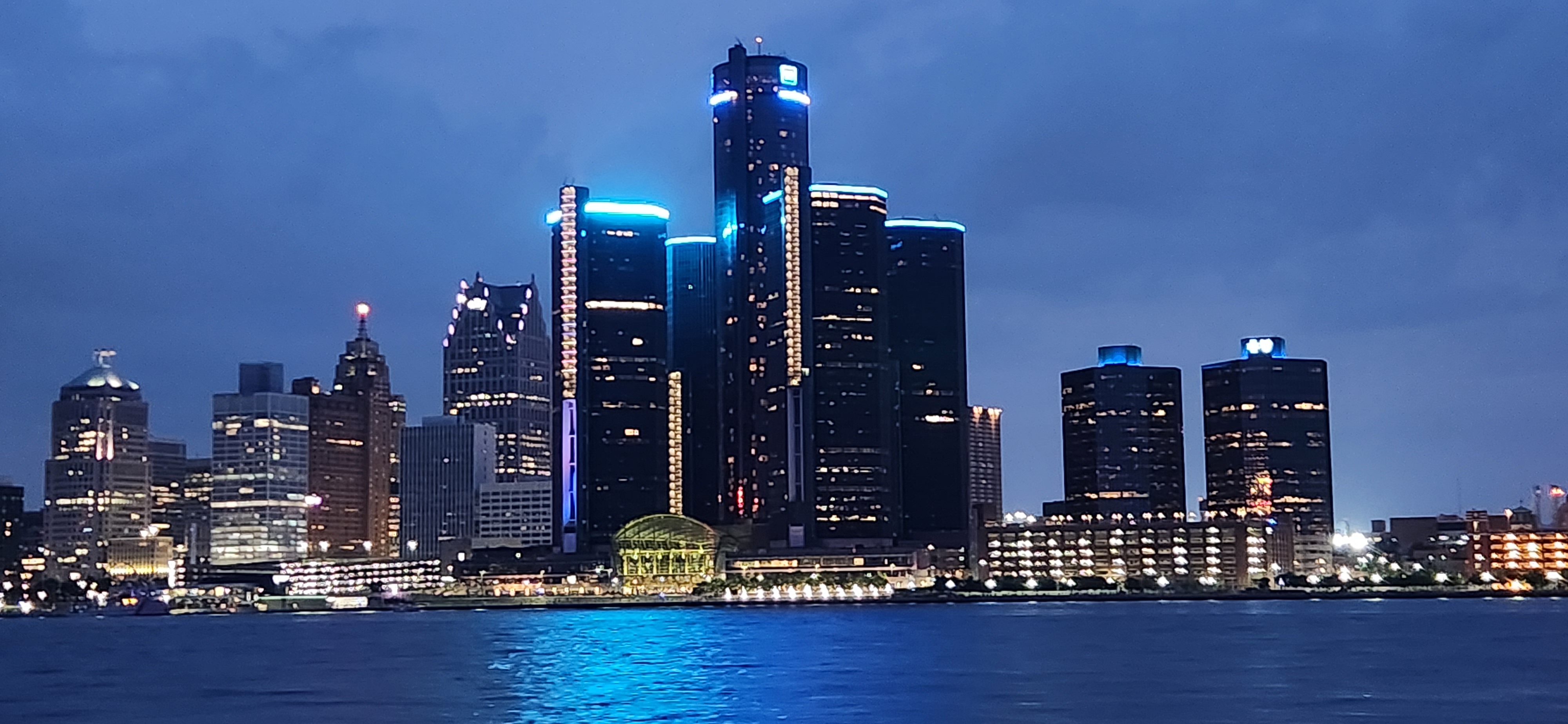 View of the Detroit Skyline at night