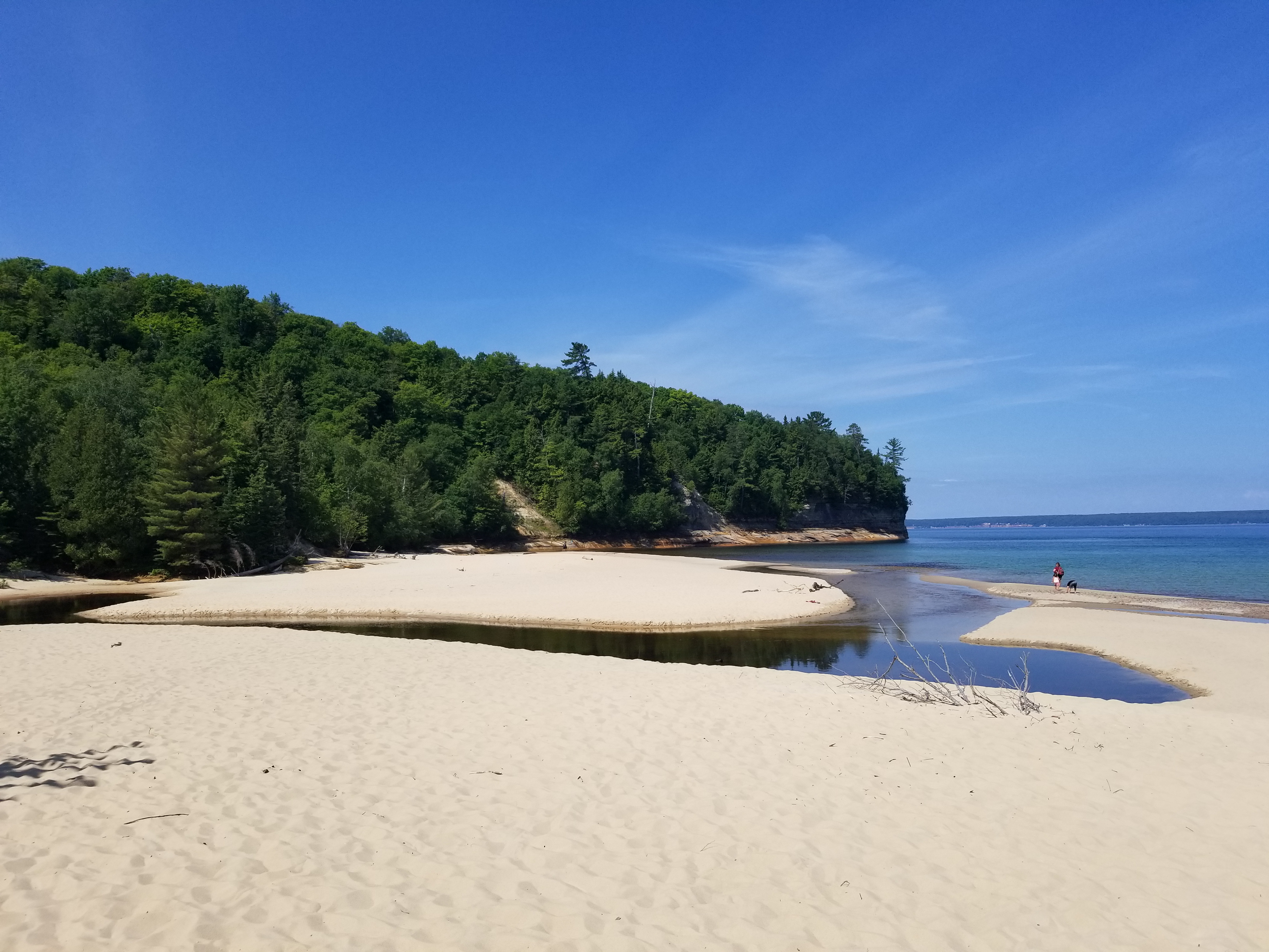 Scenic view of one of Michigan's Great Lakes with sandy shoreline and dunes